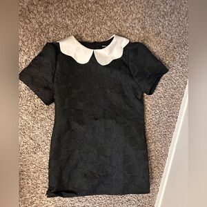 Sister Jane Black Floral Blouse with White Collar